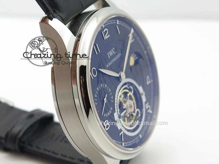 MIROTIME 0419 Portuguese Tourbillon Power Reserve Moonphase SS Black Dial On Black Leather Strap TechFriendly 7321